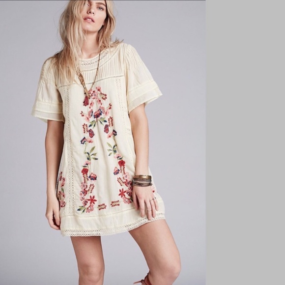 Free People Dresses & Skirts - Free People Off White Victorian Embroidered Dress